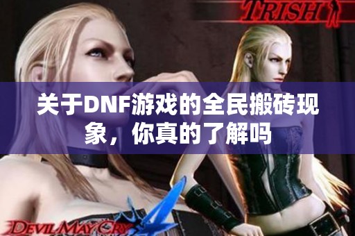 关于DNF游戏的全民搬砖现象，你真的了解吗