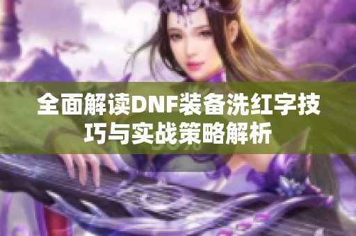 全面解读DNF装备洗红字技巧与实战策略解析