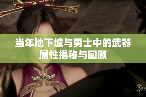 当年地下城与勇士中的武器属性揭秘与回顾