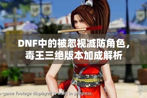DNF中的被忽视减防角色，毒王三绝版本加成解析