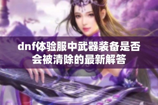 dnf体验服中武器装备是否会被清除的最新解答