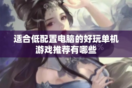 适合低配置电脑的好玩单机游戏推荐有哪些